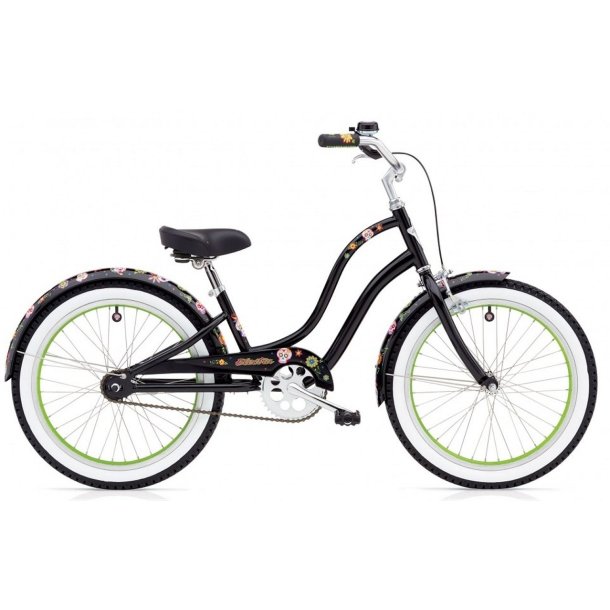 Electra Sugar Skulls Kids 1 Sort<BR> - 2017 20" Pige b�rne cruiser